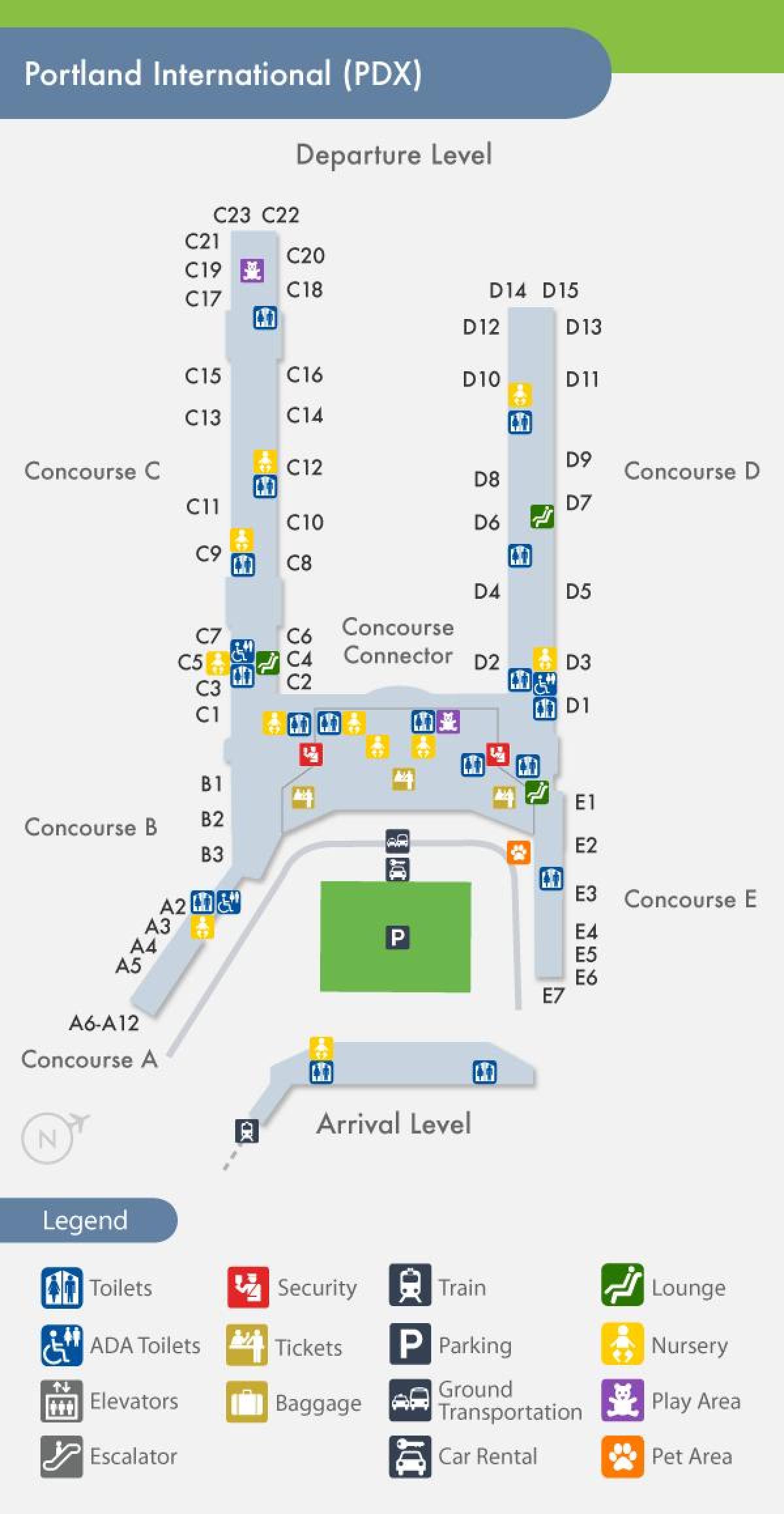 نقشه PDX فرودگاه