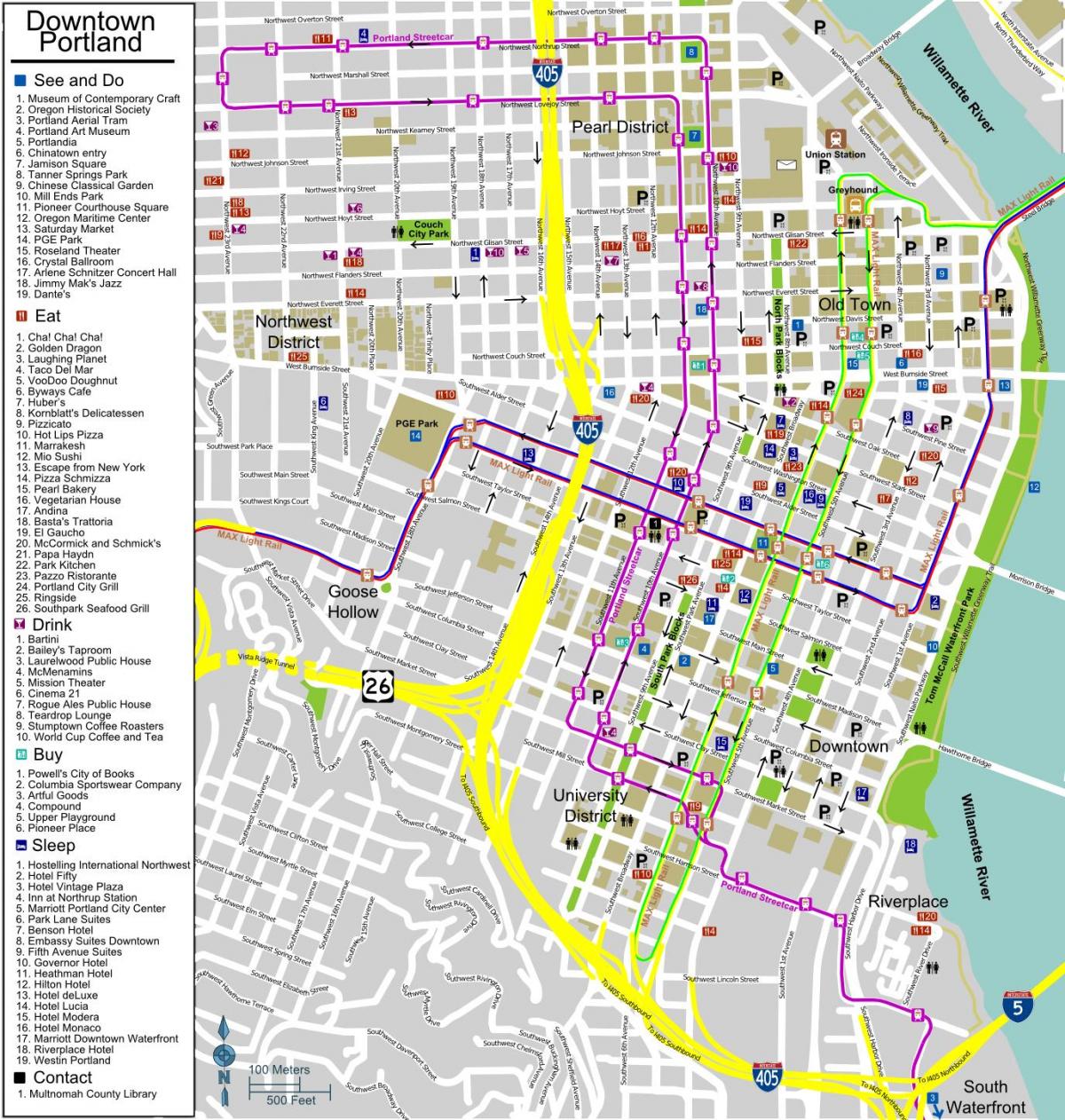 نقشه مرکز شهر پورتلند