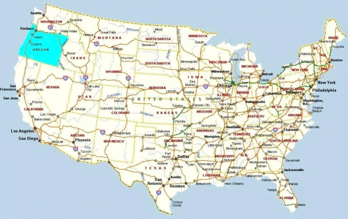 نقشه از پورتلند, اورگان, ایالات متحده آمریکا