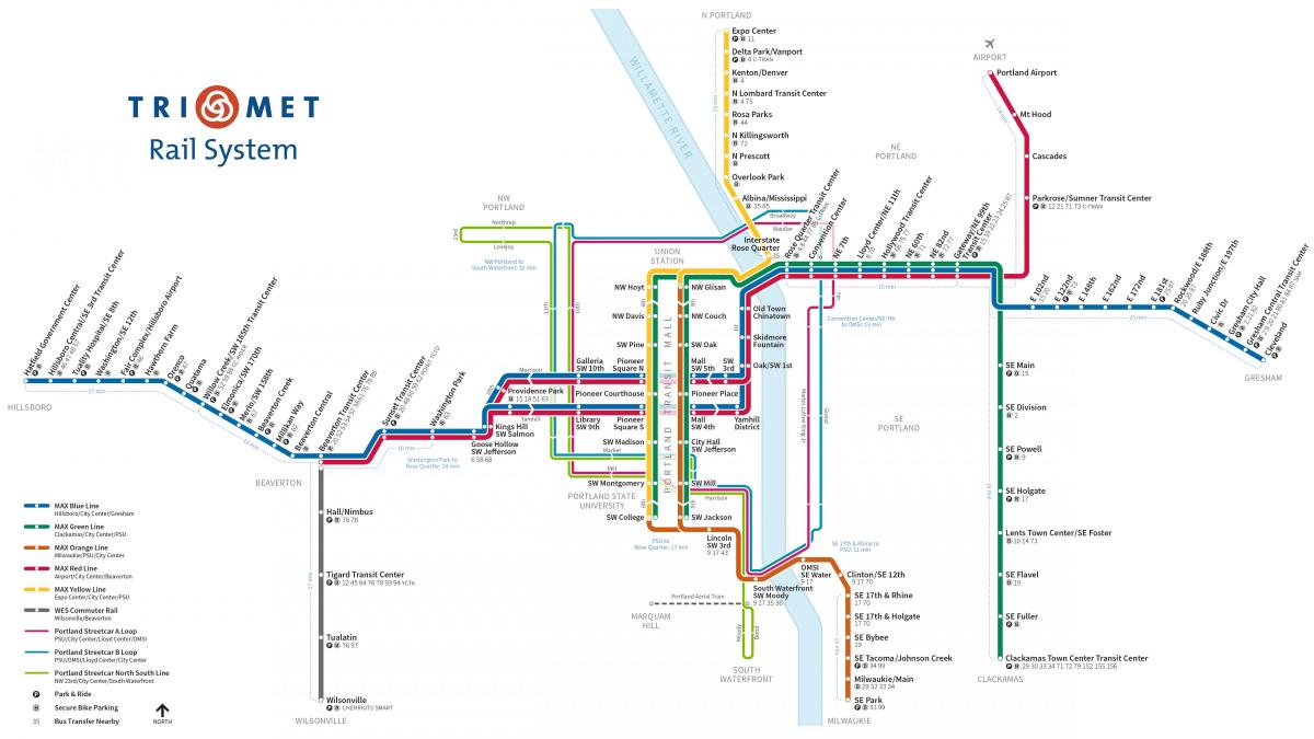 پورتلند سیستم راه آهن نقشه