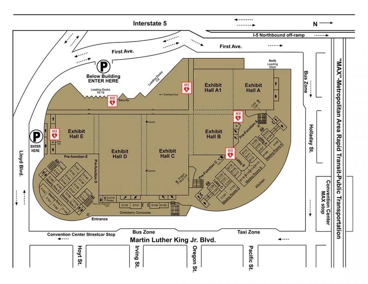 نقشه از پورتلند مرکز کنوانسیون