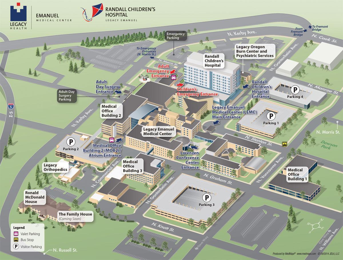 نقشه از پورتلند بیمارستان