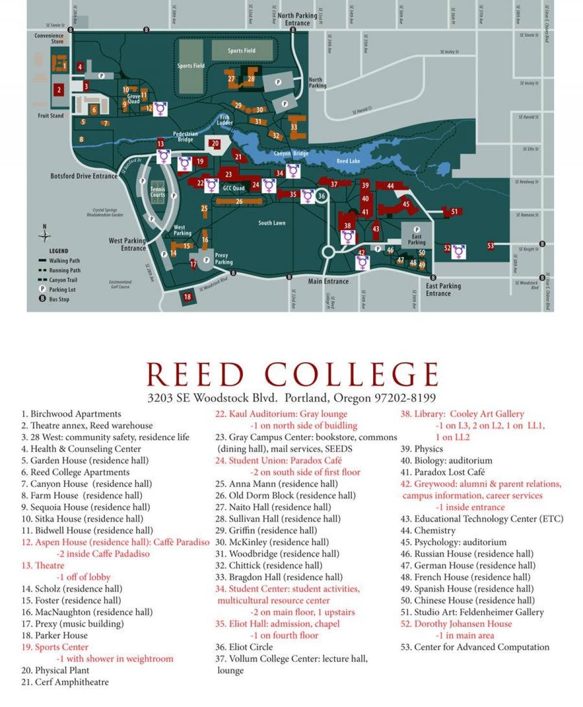 نقشه از کالج رید