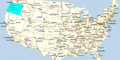 پورتلند اورگان در نقشه از ایالات متحده آمریکا